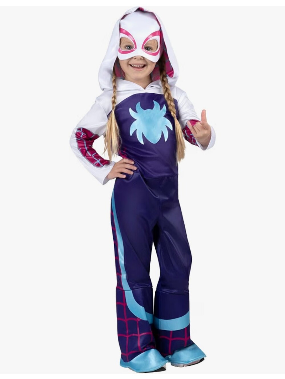Kids White and Purple Superhero Costume with Mask